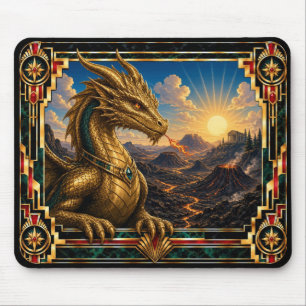 Dragon, Art Deco Mythical Mouse Pad