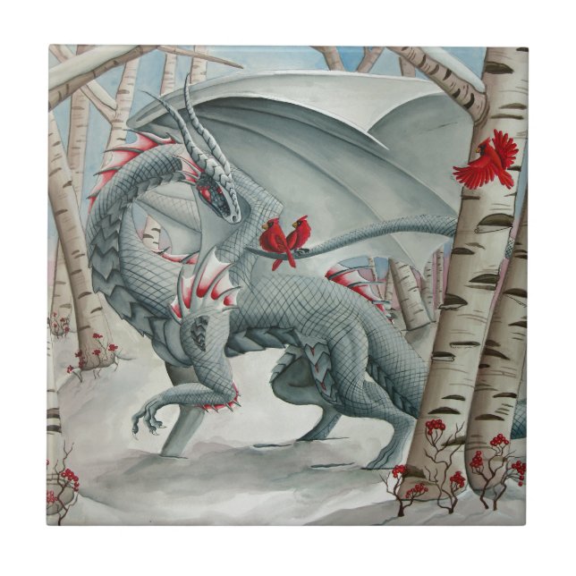 Dragon art, Fantasy art, Lady of the Forest Tile (Front)