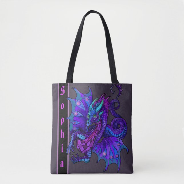 Dragon Art Nouveau style Purple Dragon Tote Bag (Front)