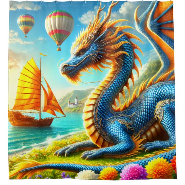 Dragon Art Shower Curtain (Front)