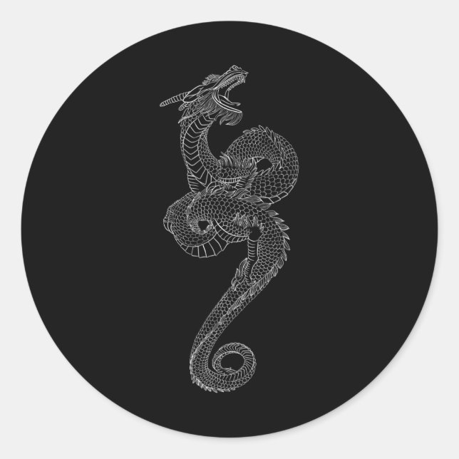 Dragon Art Tattoo Japan Traditional Japanese Graph Classic Round Sticker (Front)