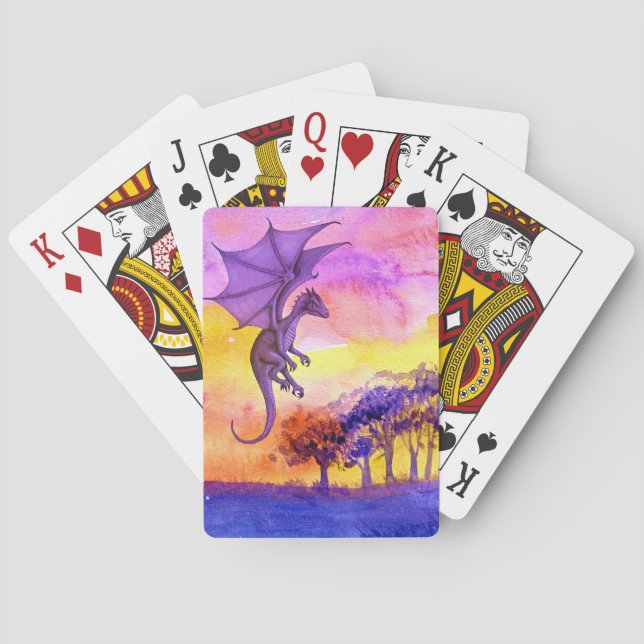 Dragon art watercolor playing cards (Back)
