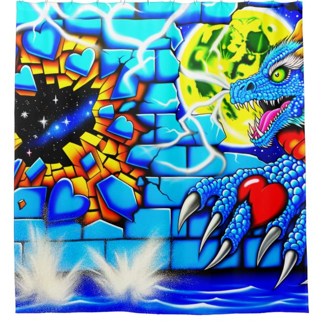 Dragon Artwork Shower Curtain (Front)
