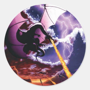 Dragon Attack Classic Round Sticker
