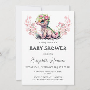Dragon Baby Girl Shower Invitation
