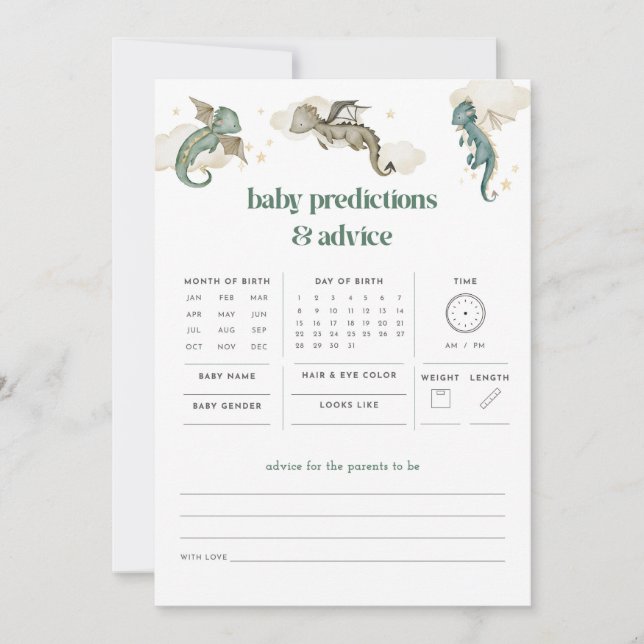 Dragon Baby Predictions & Advice Baby Shower Game (Front)