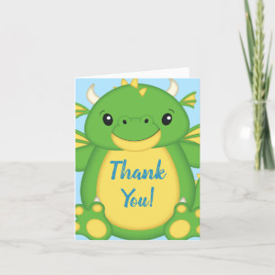 Dragon Baby Shower Blue Thank You Card