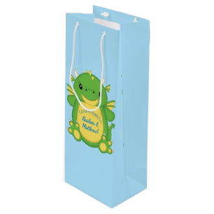 Dragon Baby Shower Blue Wine Gift Bag