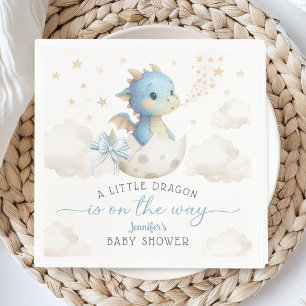 Dragon Baby Shower Boy Blue Cute Dragon Paper Napkin