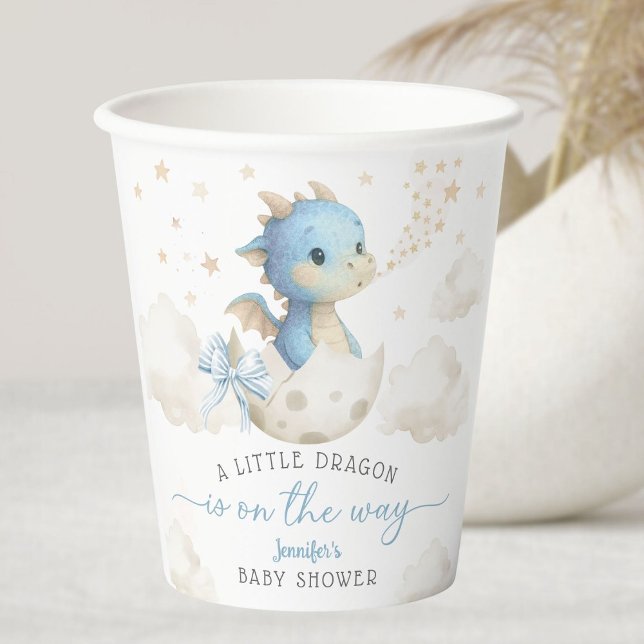 Dragon Baby Shower Boy Blue Cute Paper Cups (Creator Uploaded)