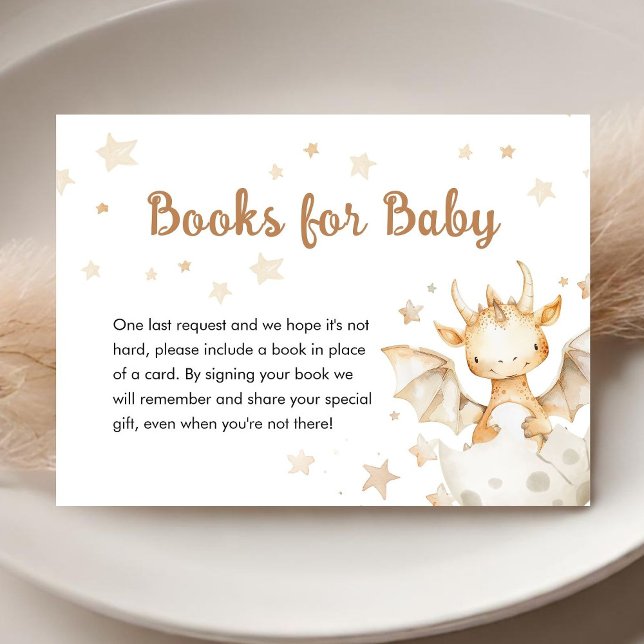 Dragon Baby Shower Cute Boho Books For Baby Enclosure Card (Creator Uploaded)