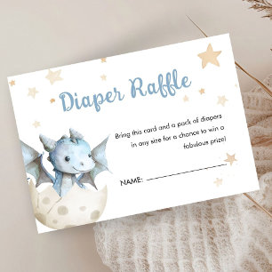 Dragon Baby Shower Cute Boy Blue Diaper Raffle  Enclosure Card