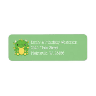 Dragon Baby Shower Green Return Address Label