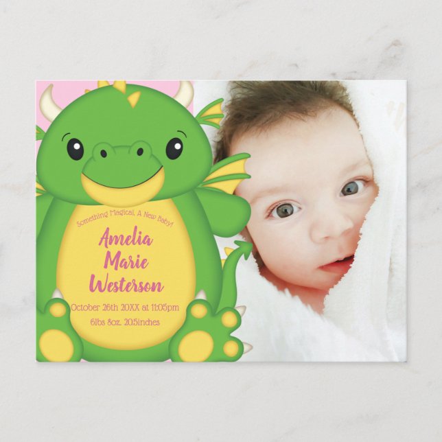 Dragon Baby Shower Postcard (Front)