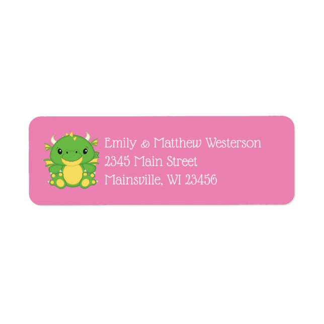 Dragon Baby Shower Return Address Label (Front)