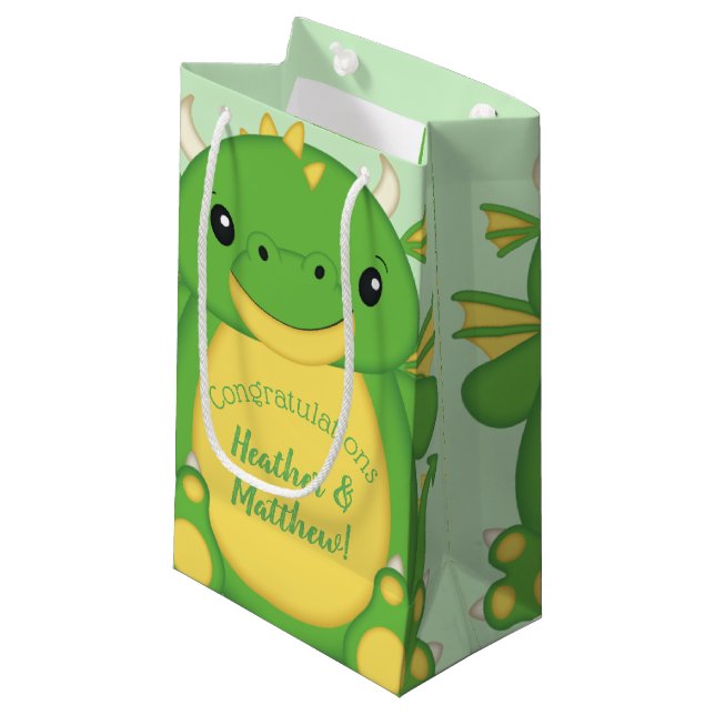 Dragon Baby Shower Small Gift Bag (Front Angled)