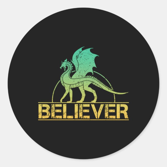 Dragon Believer Fantasy Fan Classic Round Sticker (Front)