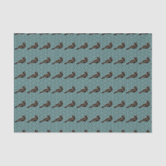 Dragon Bird geometric pattern teal tissue paper 