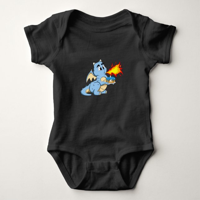 DRAGON BIRTHDAY 1 1st Birthday Boy Cute Dragon Baby Bodysuit (Front)