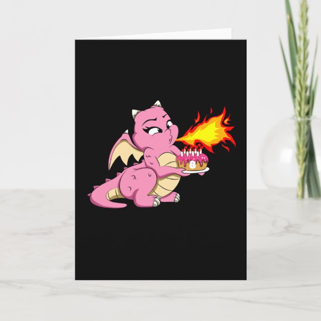 DRAGON BIRTHDAY 8 8th Birthday Girl Cute Dragon Card (Front)