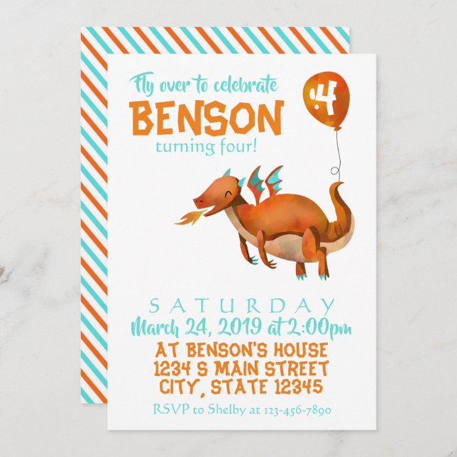 Dragon Birthday Invitation (Front/Back)