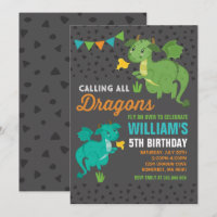 Dragon Birthday Invitation Knights & Dragons Party