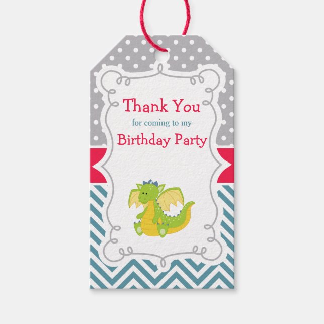 Dragon Birthday Party Gift Tag (Front)