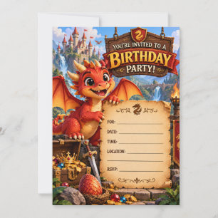 Dragon Birthday Party Invitation Fantasy Dragon