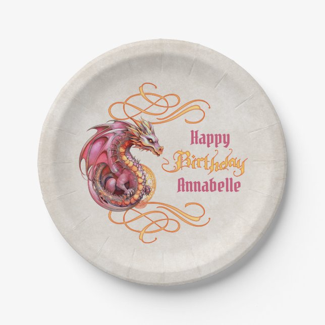 Dragon Birthday Party Paper Plate (Front)