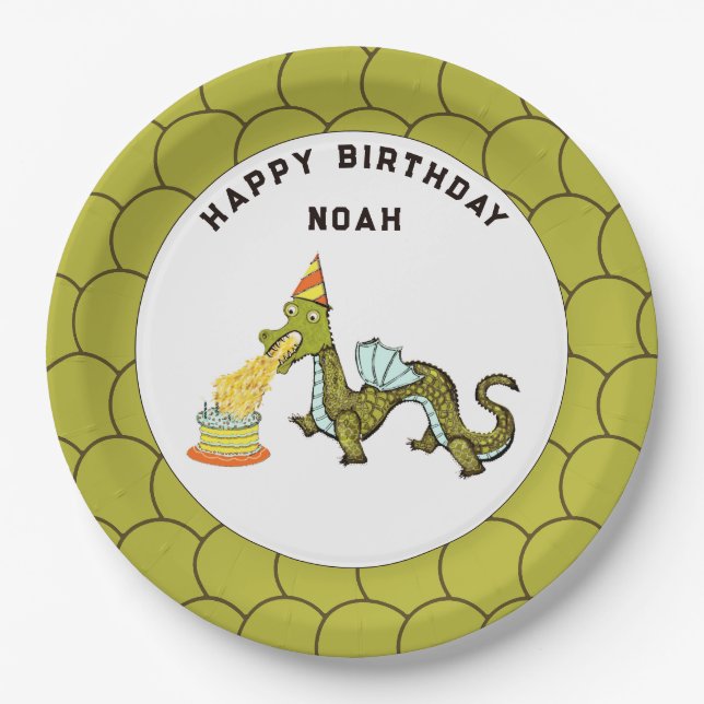 Dragon Birthday Party Paper Plate (Front)