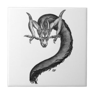 Dragon black and white Design Ceramic Tile
