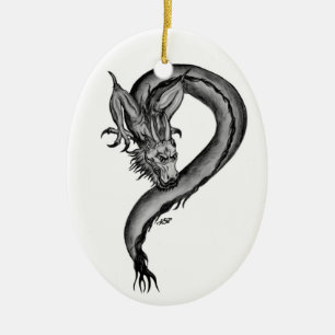 Dragon black and white Design Ceramic Tree Decoration