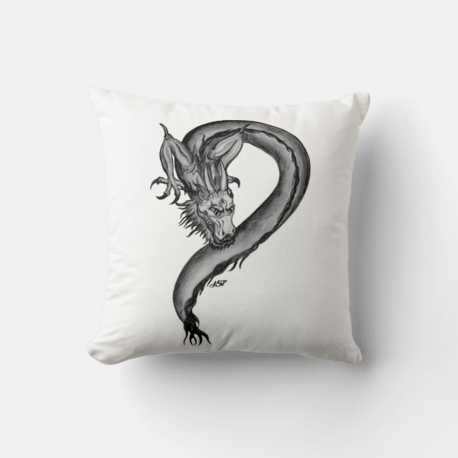 Dragon black and white Design Cushion (Front)