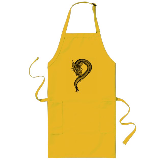 Dragon black and white Design Long Apron (Front)
