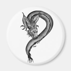 Dragon black and white Design Magnet