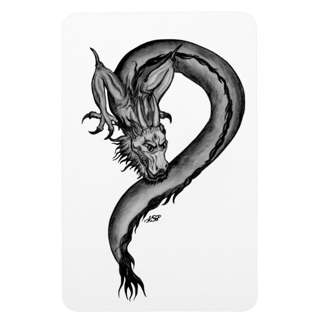 Dragon black and white Design Magnet (Vertical)