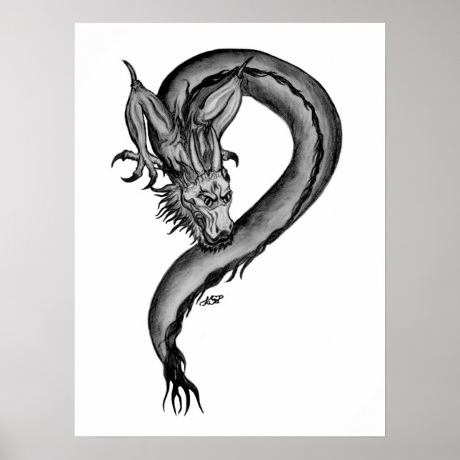 Dragon black and white Design Poster (Front)