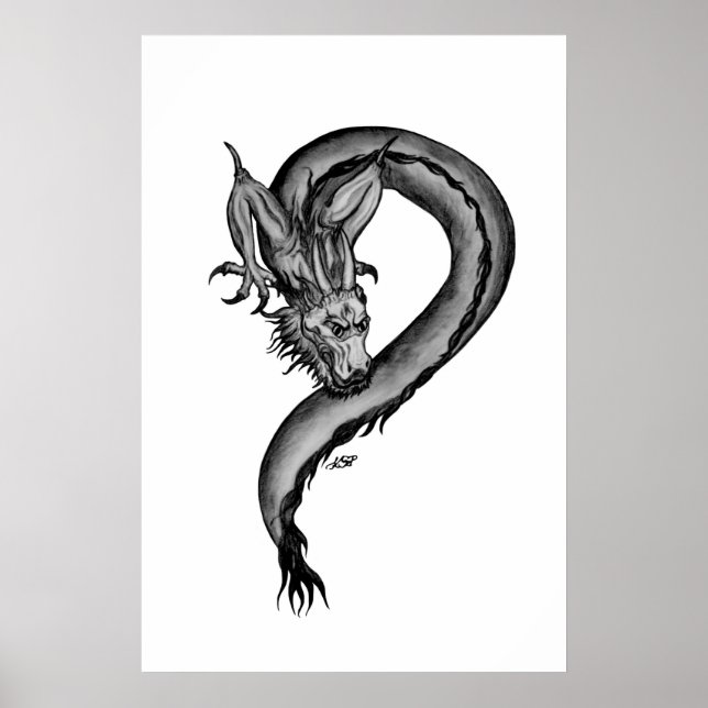 Dragon black and white Design Poster (Front)