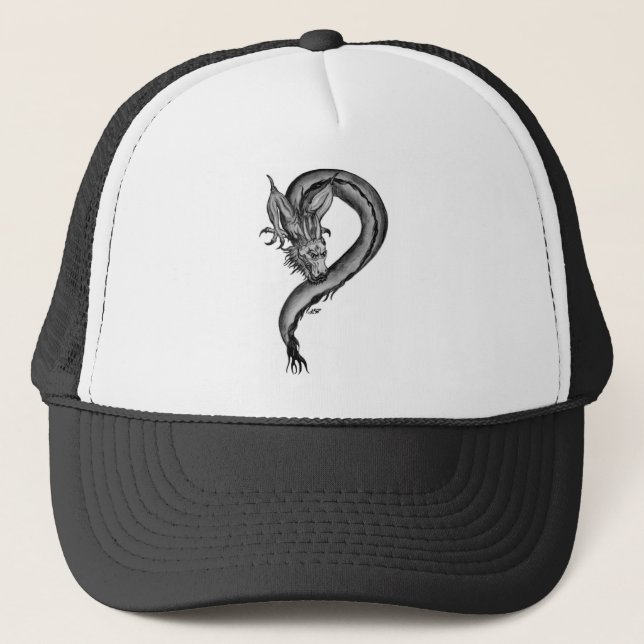 Dragon black and white Design Trucker Hat (Front)