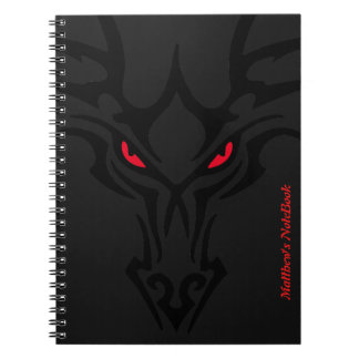 Dragon Black Dark Scary Red Glowing Eyes name Notebook