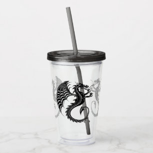 Dragon Black Shape Tattoo Style Acrylic Tumbler