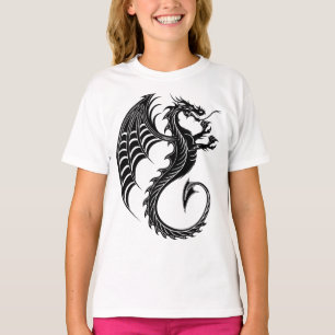 Dragon Black Shape Tattoo Style T-Shirt