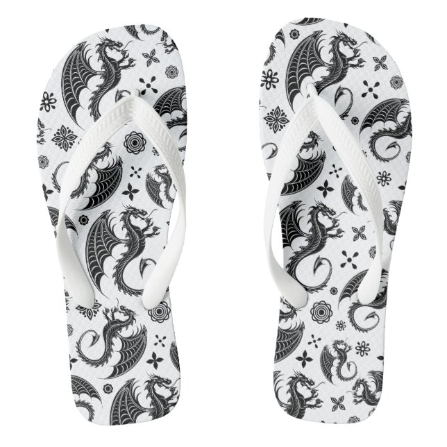 Dragon Black Shape Tattoo Style Thongs (Footbed)