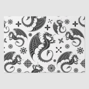Dragon Black Shape Tattoo Style Tissue Paper