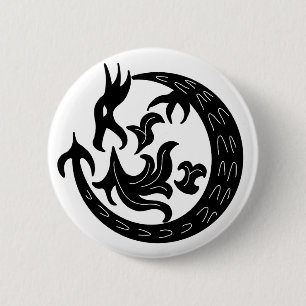 Dragon Blowing Fire 6 Cm Round Badge