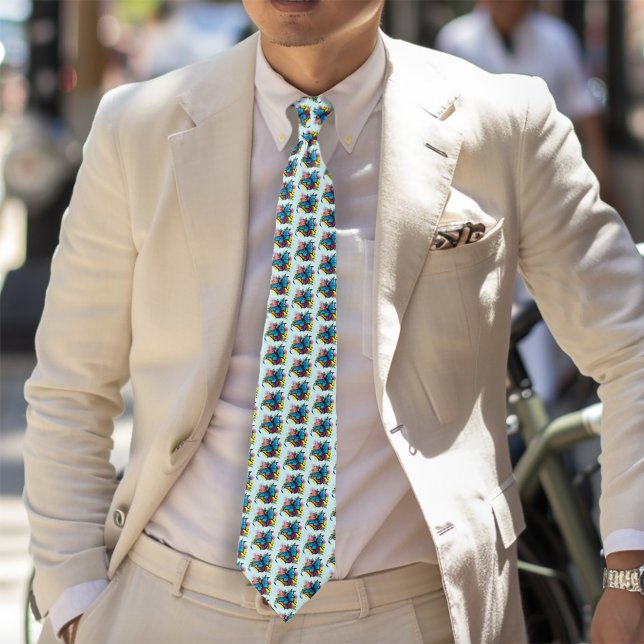 Dragon Blue Butterfly Flowers Tie (Creator Uploaded)