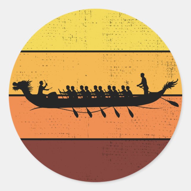 Dragon Boat Racing Crew Paddlers Water Sport Classic Round Sticker (Front)