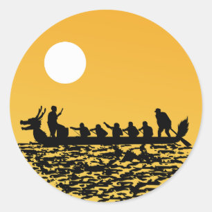 Dragon Boat Racing Crew Paddlers Water Sport Classic Round Sticker