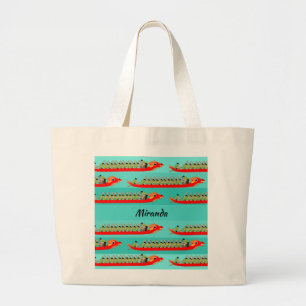 Dragon Boat Racing Large Tote Bag