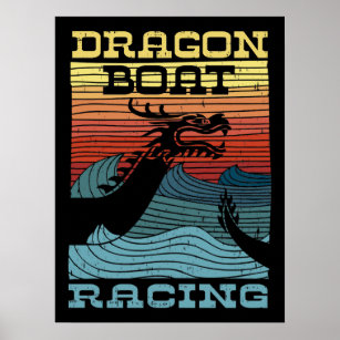 Dragon Boat Racing Retro Look Poster